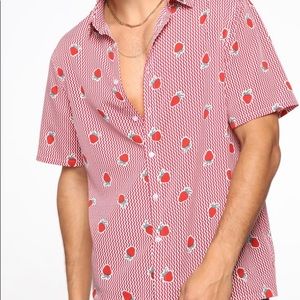 Men’s strawberry button down.
